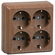 Розетка 4-м ОП Октава РС24-3-ОД 16А IP20 с заземл. дуб GENERICA ERO41-K04-16-DC