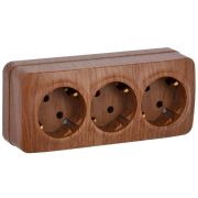 Розетка 3-м ОП GLORY РС23-3-ХД 16А с заземл. дуб IEK ERH31-K24-16